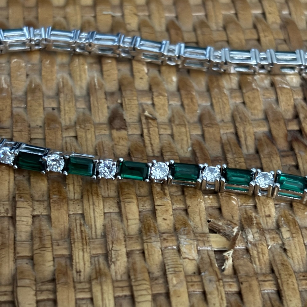 Diamond and emerald simulant Bracelet